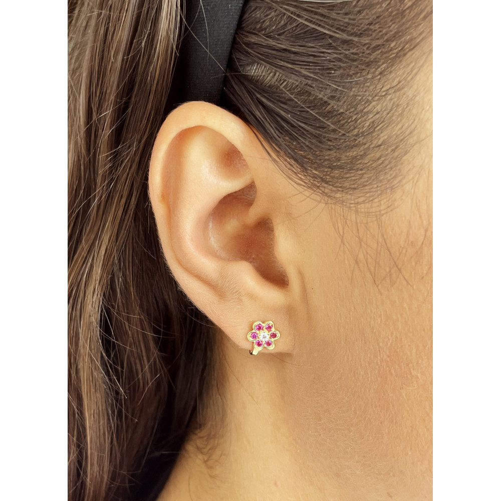 copy of Złote kolczyki kuleczki z cyrkoniami dwukolorowe