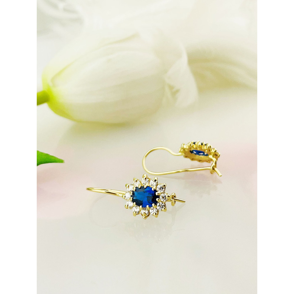 copy of Złote kolczyki kuleczki z cyrkoniami dwukolorowe