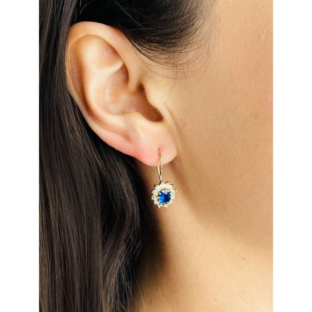 Ohrringe Ohrhänger mit Zirkonia Ohrstecker Ohrschmuck Paar Gelbgold 585er 14KT