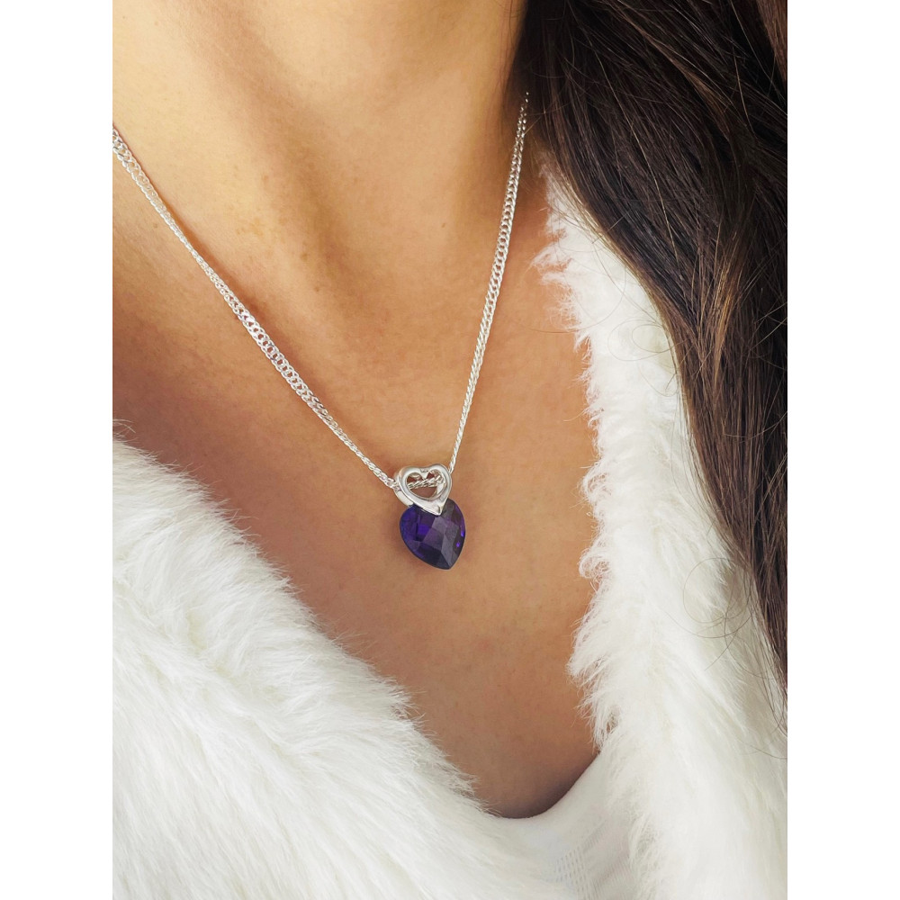 925 Silber Damen Medaillon Anhänger Herz mit Zirkonia