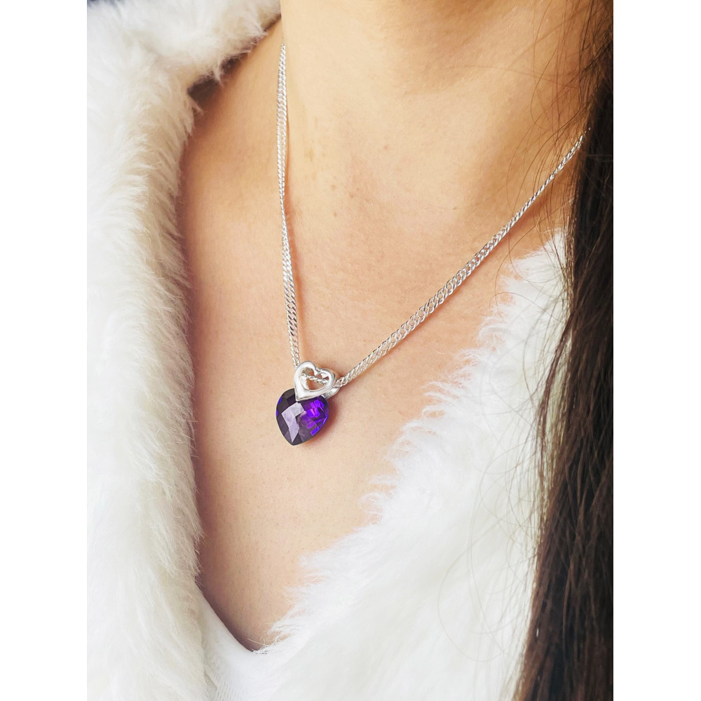 925 Silber Damen Medaillon Anhänger Herz mit Zirkonia