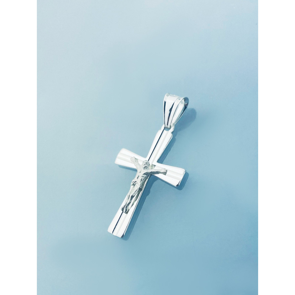 925 Silber Halskette mit Kette und Kreuz mit Jesus