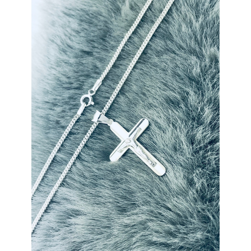 Silber Anhänger Kreuz mit Jesus Christus Erstkommunion Taufe