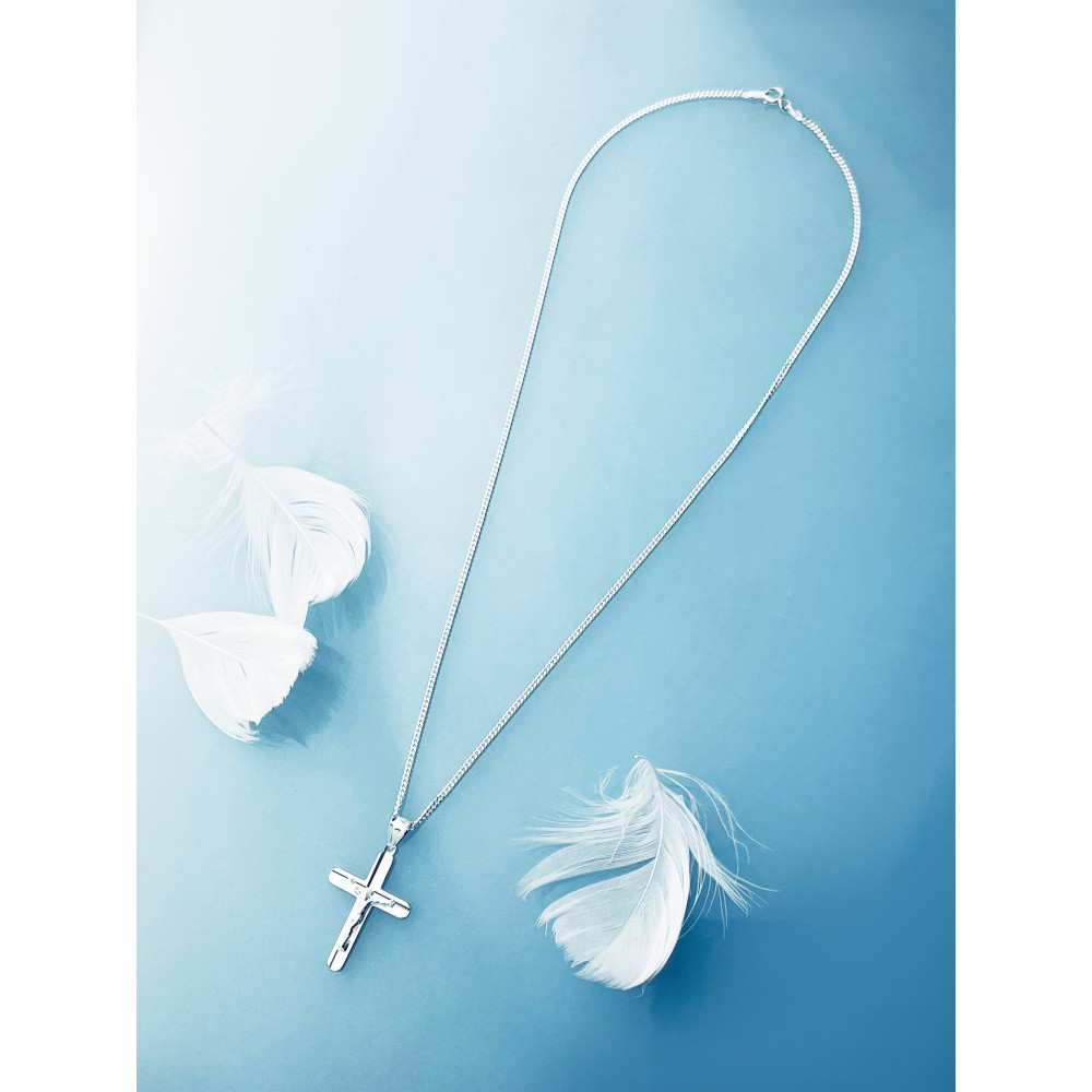 Silber Anhänger Kreuz mit Jesus Christus Erstkommunion Taufe