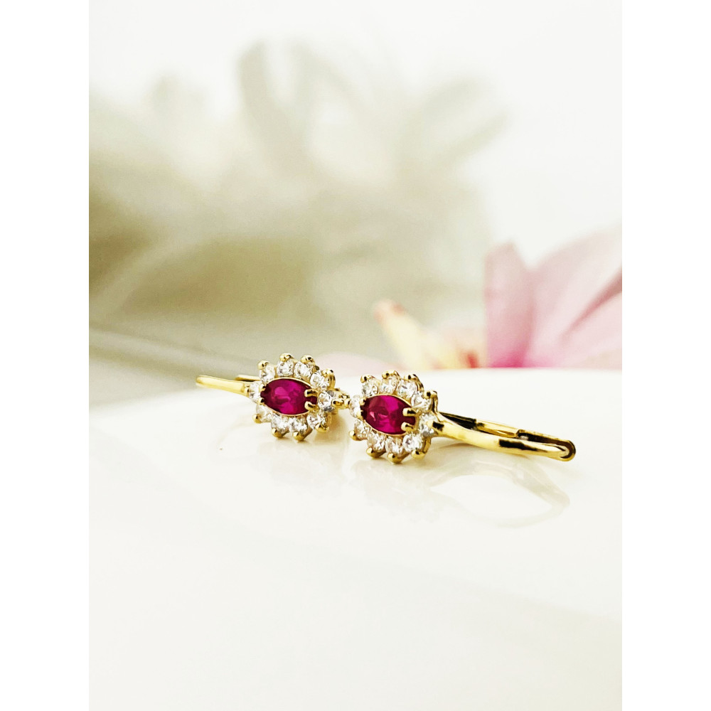 Ohrringe Ohrhänger mit Zirkonia Ohrstecker Ohrschmuck Paar Gelbgold 585er 14KT