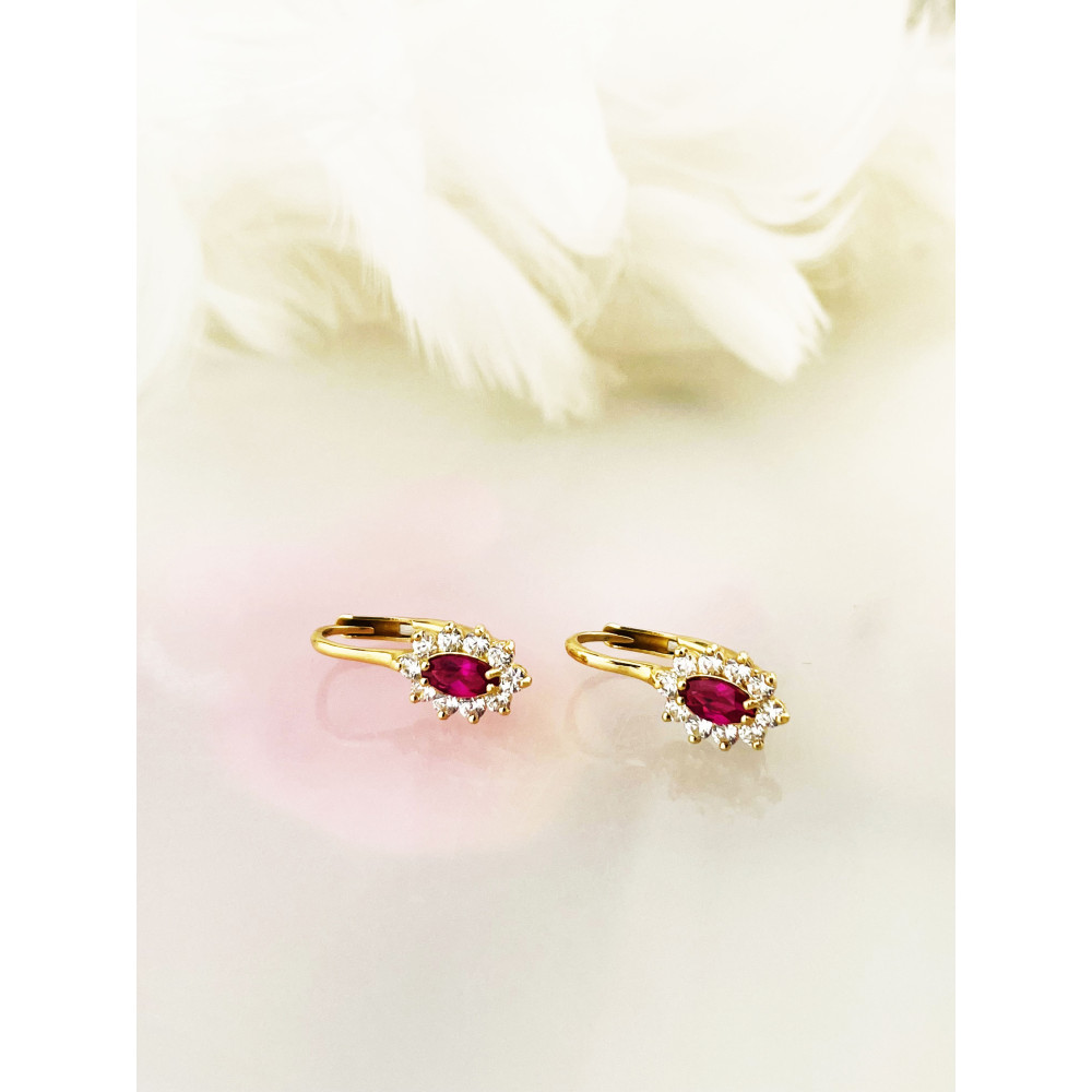 Ohrringe Ohrhänger mit Zirkonia Ohrstecker Ohrschmuck Paar Gelbgold 585er 14KT