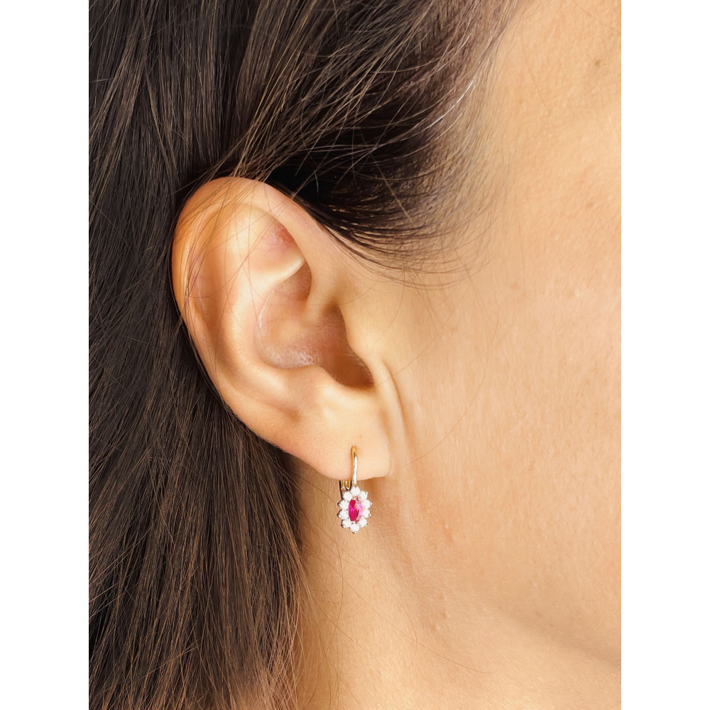 Ohrringe Ohrhänger mit Zirkonia Ohrstecker Ohrschmuck Paar Gelbgold 585er 14KT