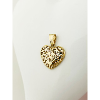 Złoty wisiorek zawieszka serce ażurowe vintage figurka