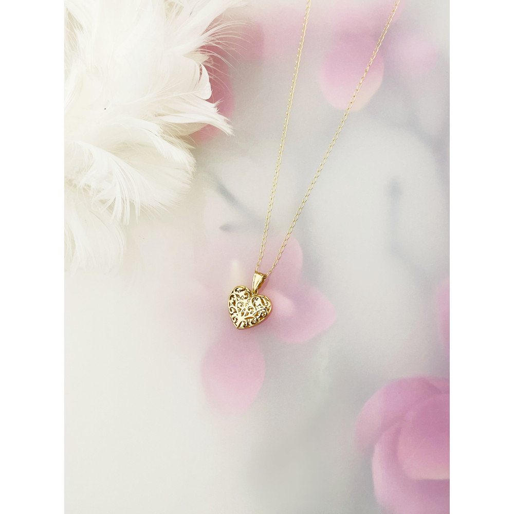 Złoty wisiorek zawieszka serce ażurowe vintage figurka