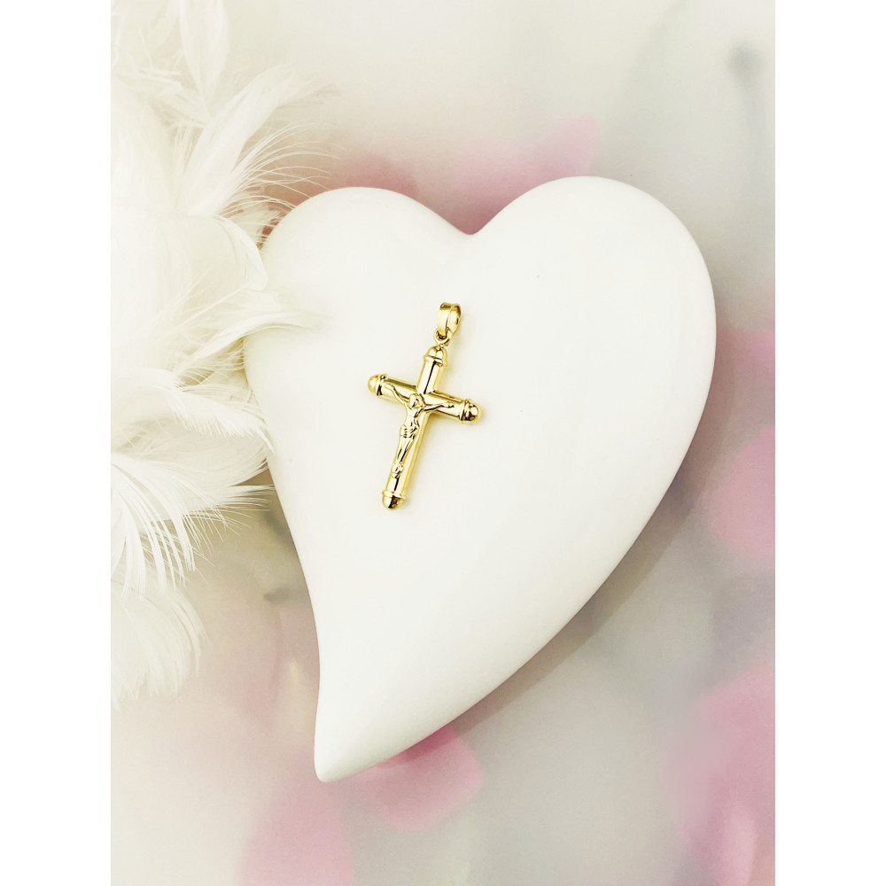 Goldanhänger Kettenanhänger Gold Anhänger Kreuz mit Jesus Goldkreuz Erstkommunion Gelbgold