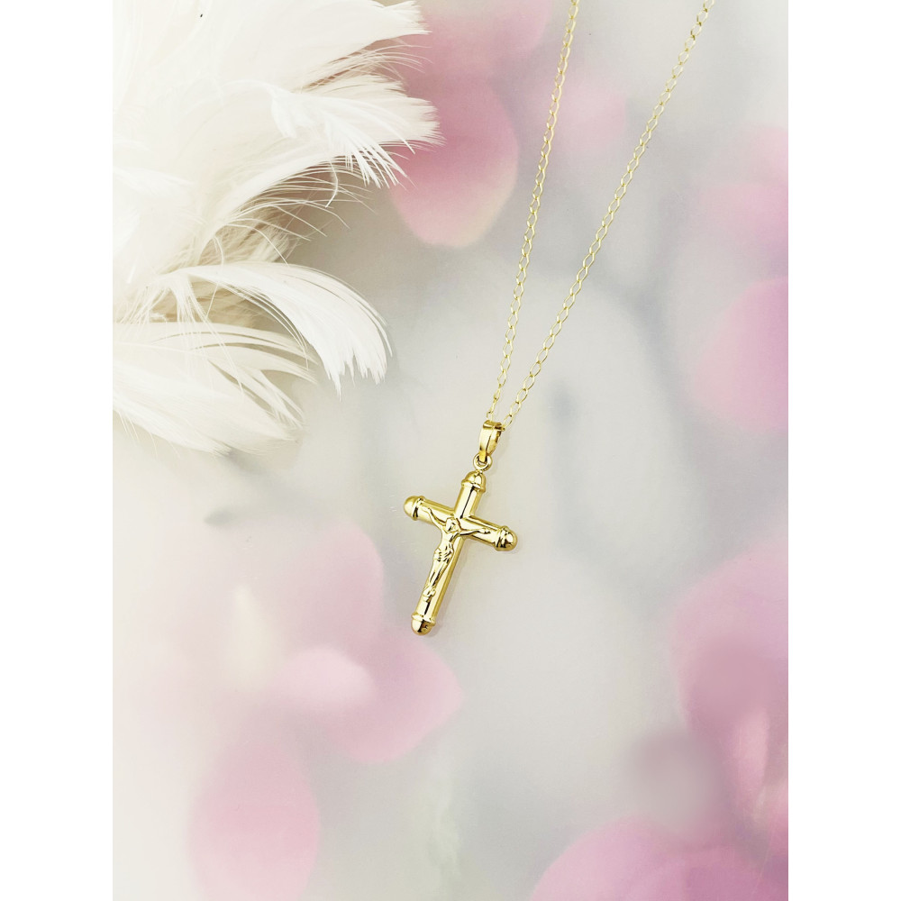 Goldanhänger Kettenanhänger Gold Anhänger Kreuz mit Jesus Goldkreuz Erstkommunion Gelbgold