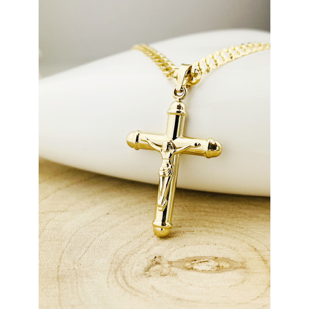 Goldanhänger Kettenanhänger Gold Anhänger Kreuz mit Jesus Goldkreuz Erstkommunion Gelbgold