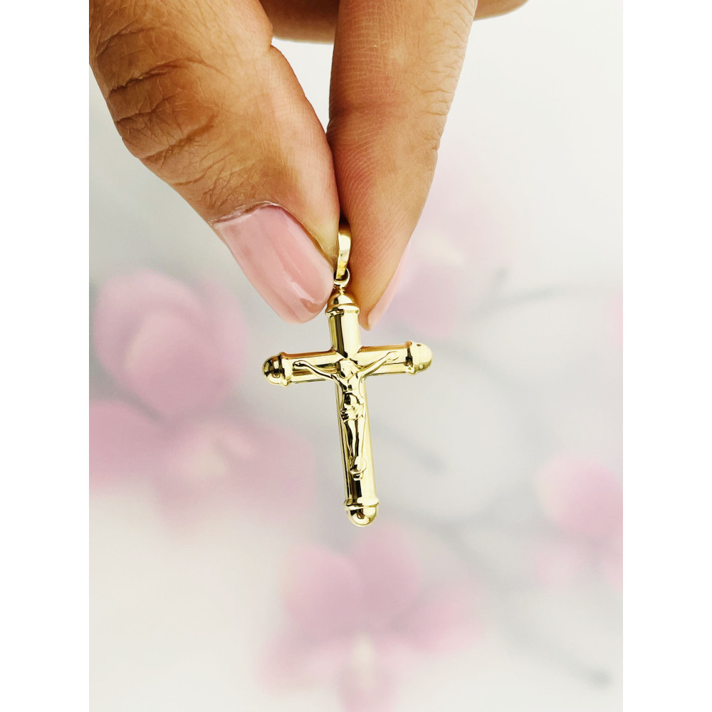 Goldanhänger Kettenanhänger Gold Anhänger Kreuz mit Jesus Goldkreuz Erstkommunion Gelbgold