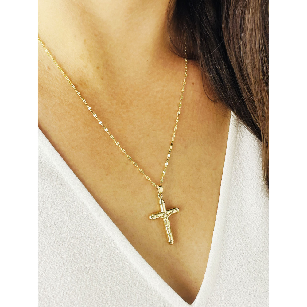 Goldanhänger Kettenanhänger Gold Anhänger Kreuz mit Jesus Goldkreuz Erstkommunion Gelbgold