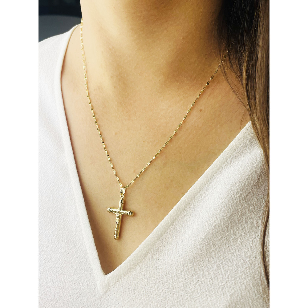 Goldanhänger Kettenanhänger Gold Anhänger Kreuz mit Jesus Goldkreuz Erstkommunion Gelbgold