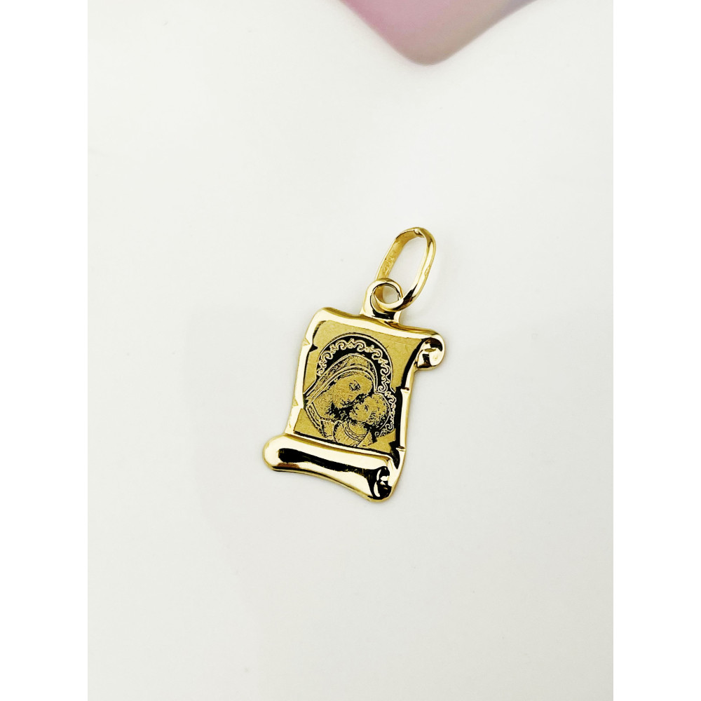 Anhänger Madonna Maria mit Jesuskind Goldanhänger Papyrus