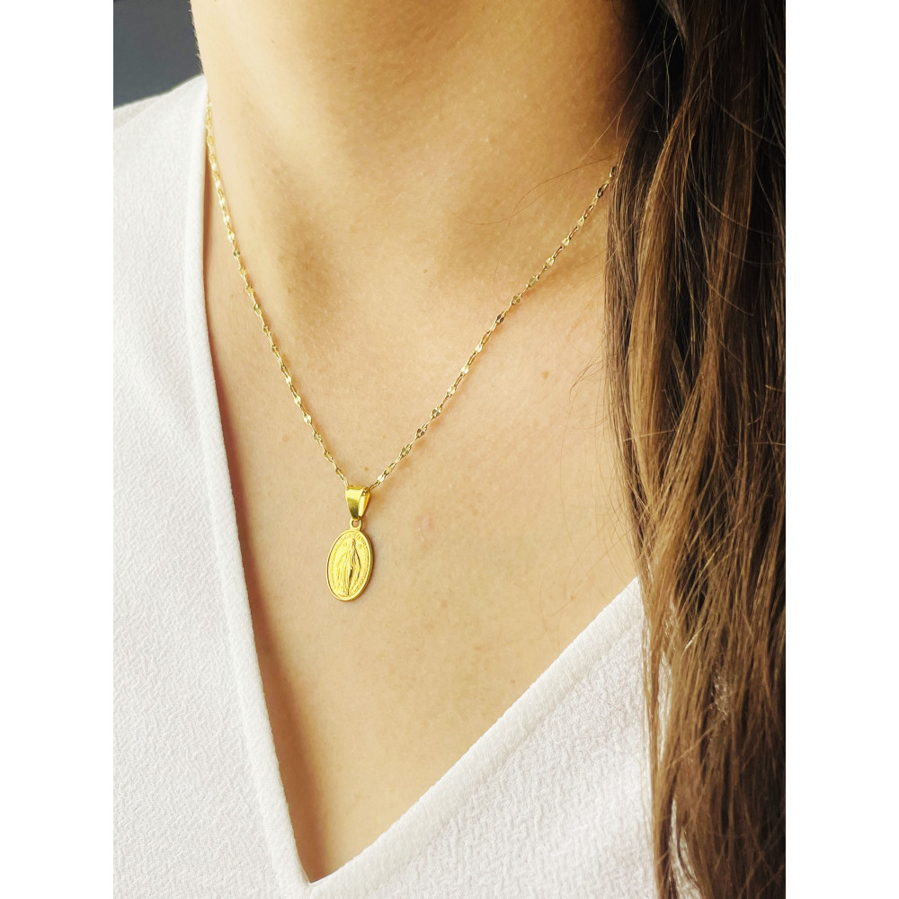 Złoty Medalik Zawieszka Matka Boska Cudowny Medalik szkaplerz Chrzest Komunia