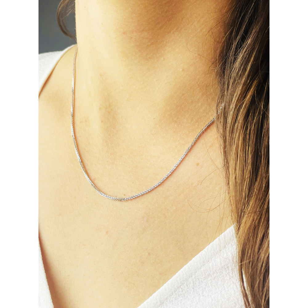 Goldkette Halskette Collier Diamantschliff Spiga Weizen Weißgold 585er 14KT