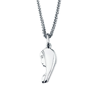 Halskette mit Diamantschliff Spiga Weizen  und Anhänger Madonna Maria Erstkommunion Weißgold 585er 14KT