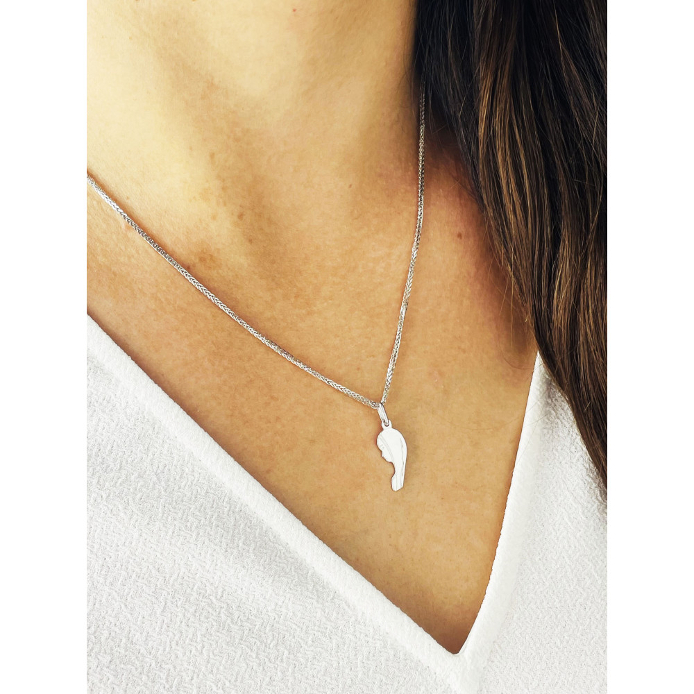 Halskette mit Diamantschliff Spiga Weizen  und Anhänger Madonna Maria Erstkommunion Weißgold 585er 14KT