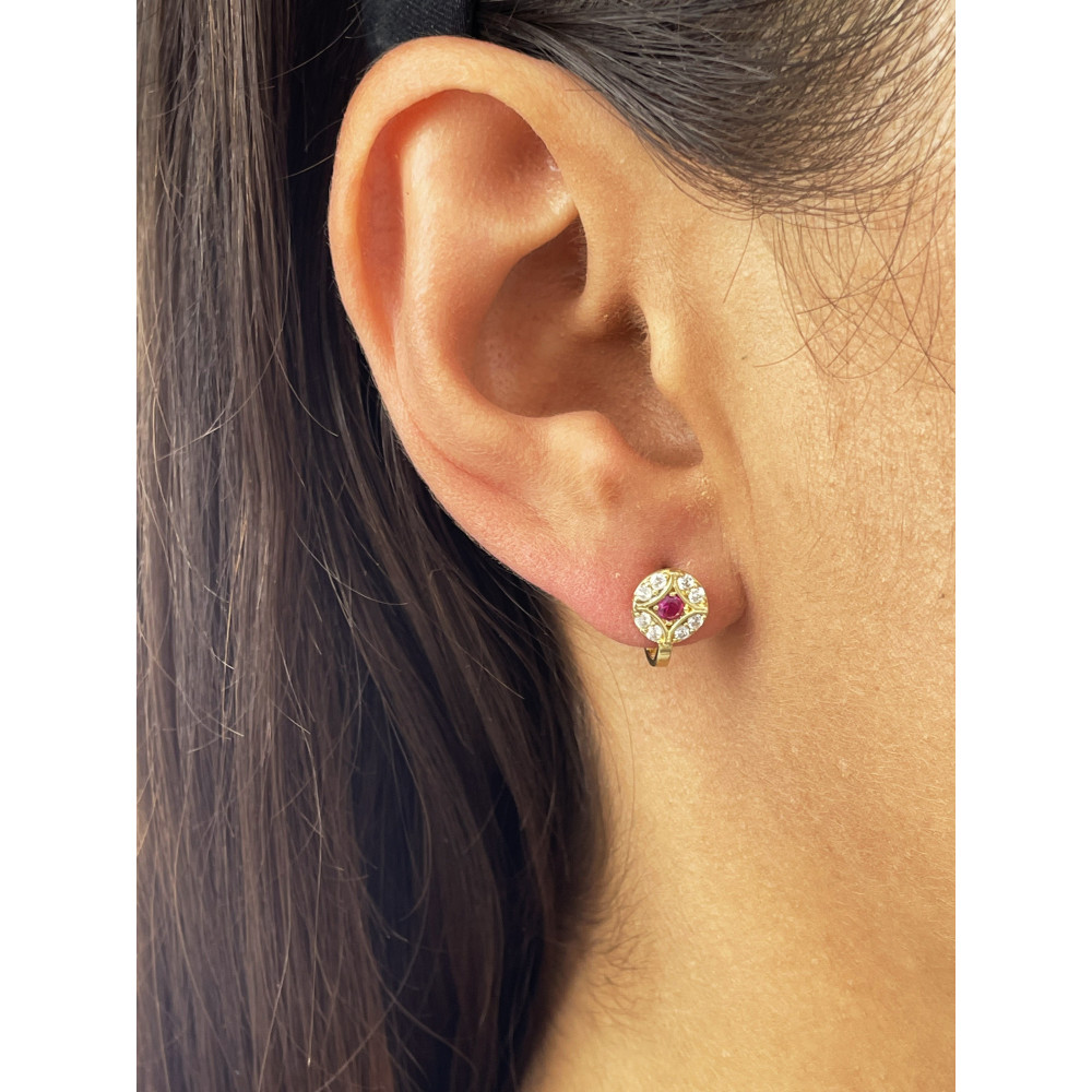 copy of Złote kolczyki kuleczki z cyrkoniami dwukolorowe