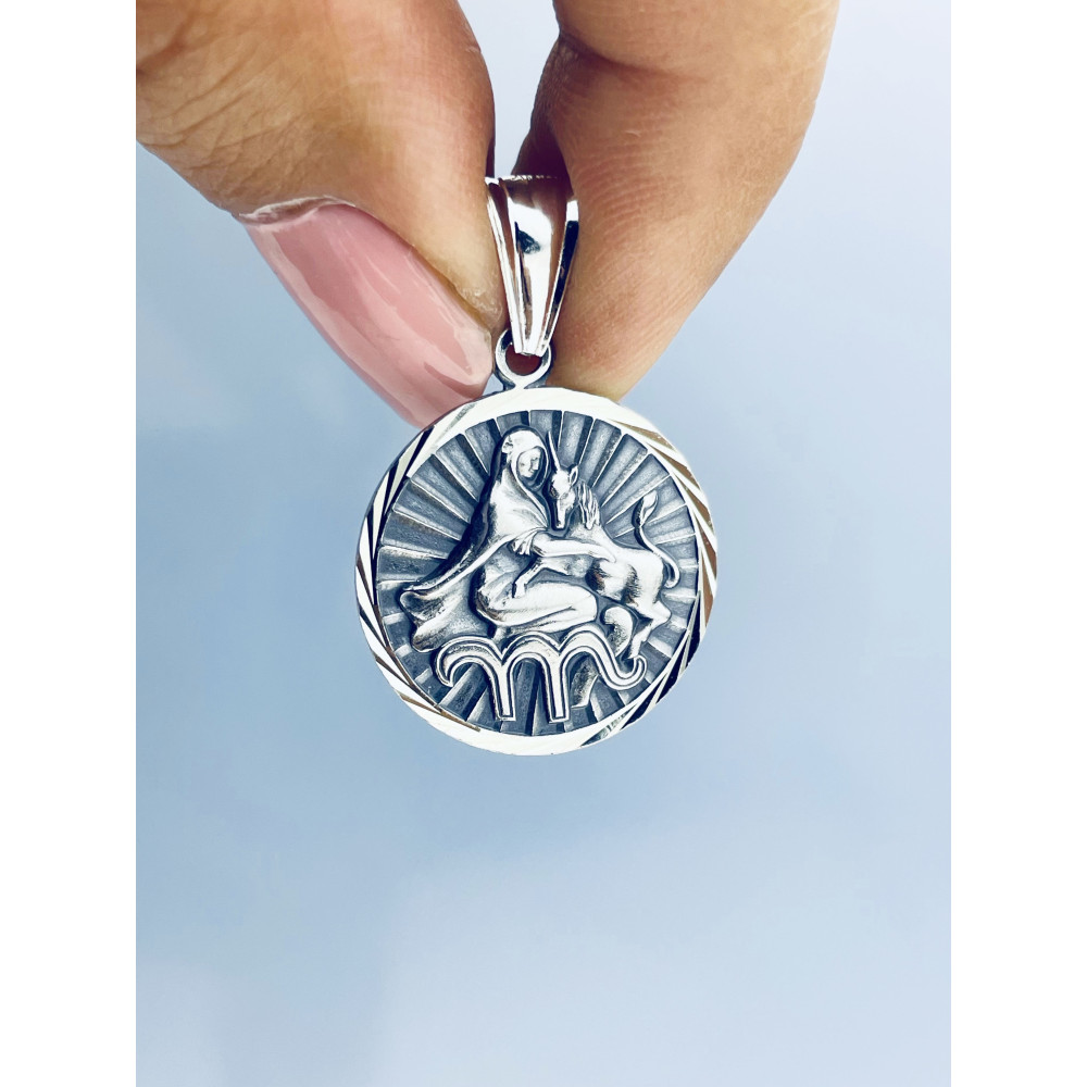 Srebrna zawieszka wisiorek znak zodiaku panna