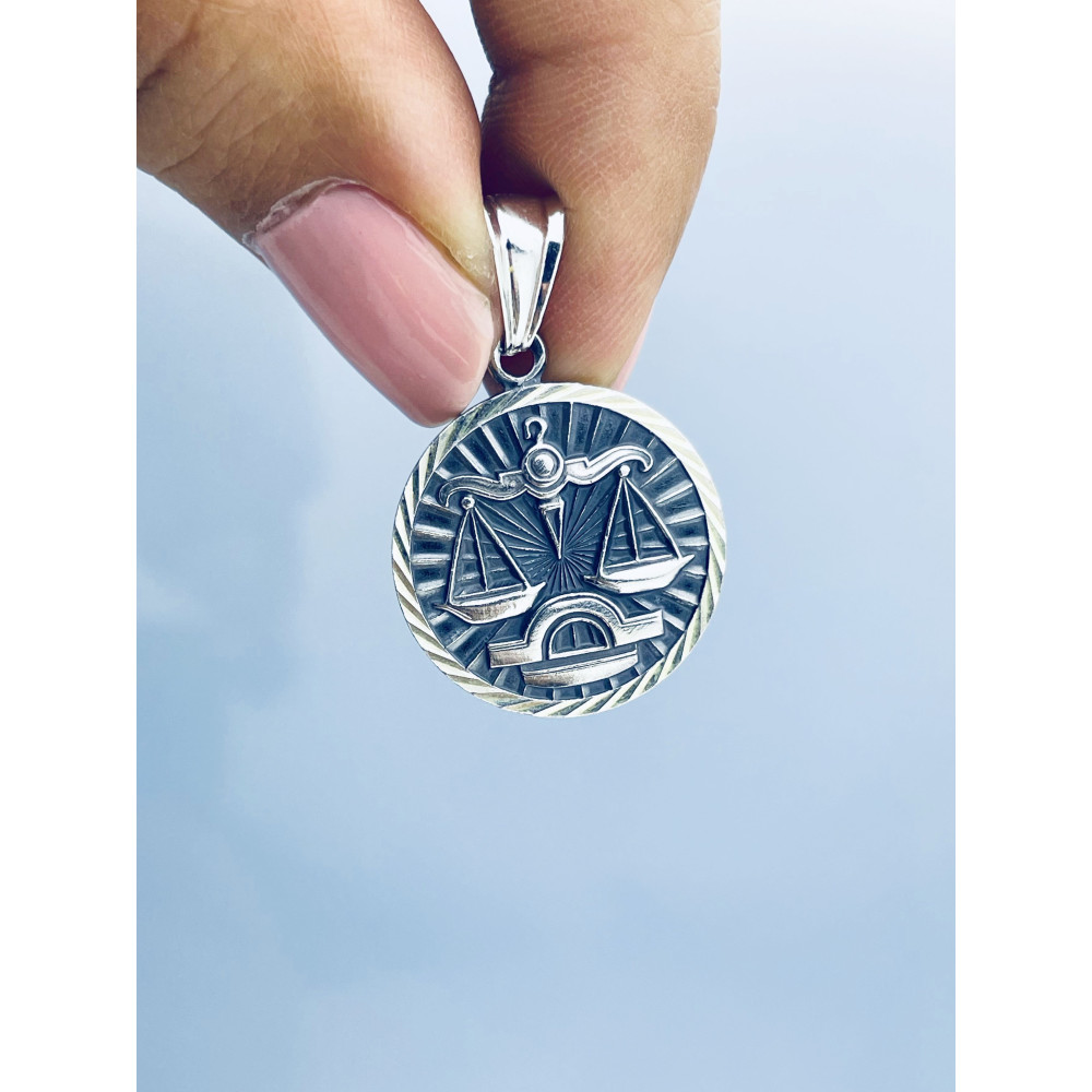 Srebrna zawieszka wisiorek znak zodiaku waga