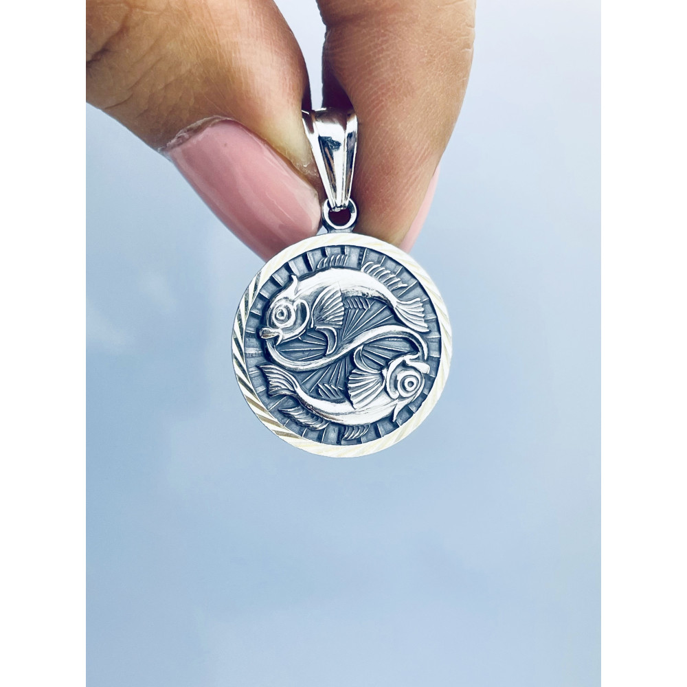 Silber Anhänger Fische Sternzeichen Tierkreiszeichen Horoskop Kettenanhänger