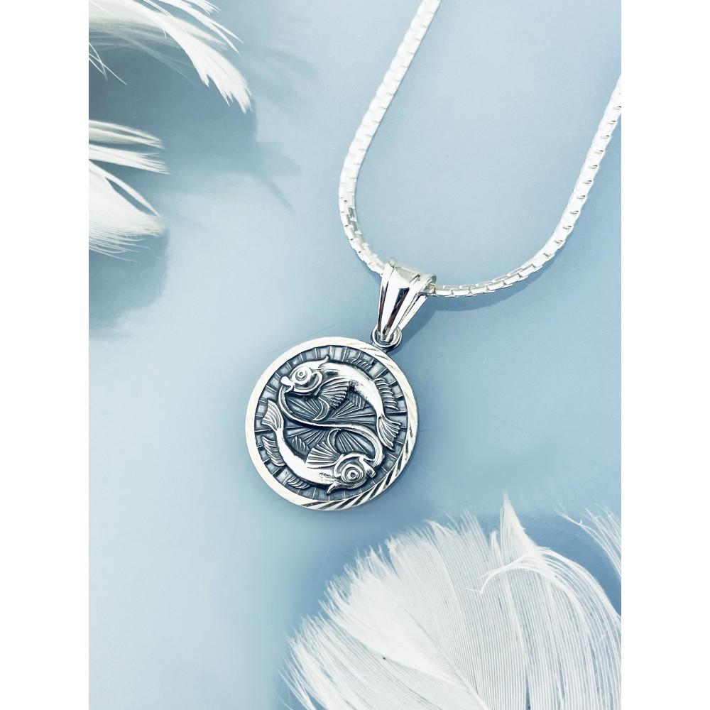 Silber Anhänger Fische Sternzeichen Tierkreiszeichen Horoskop Kettenanhänger