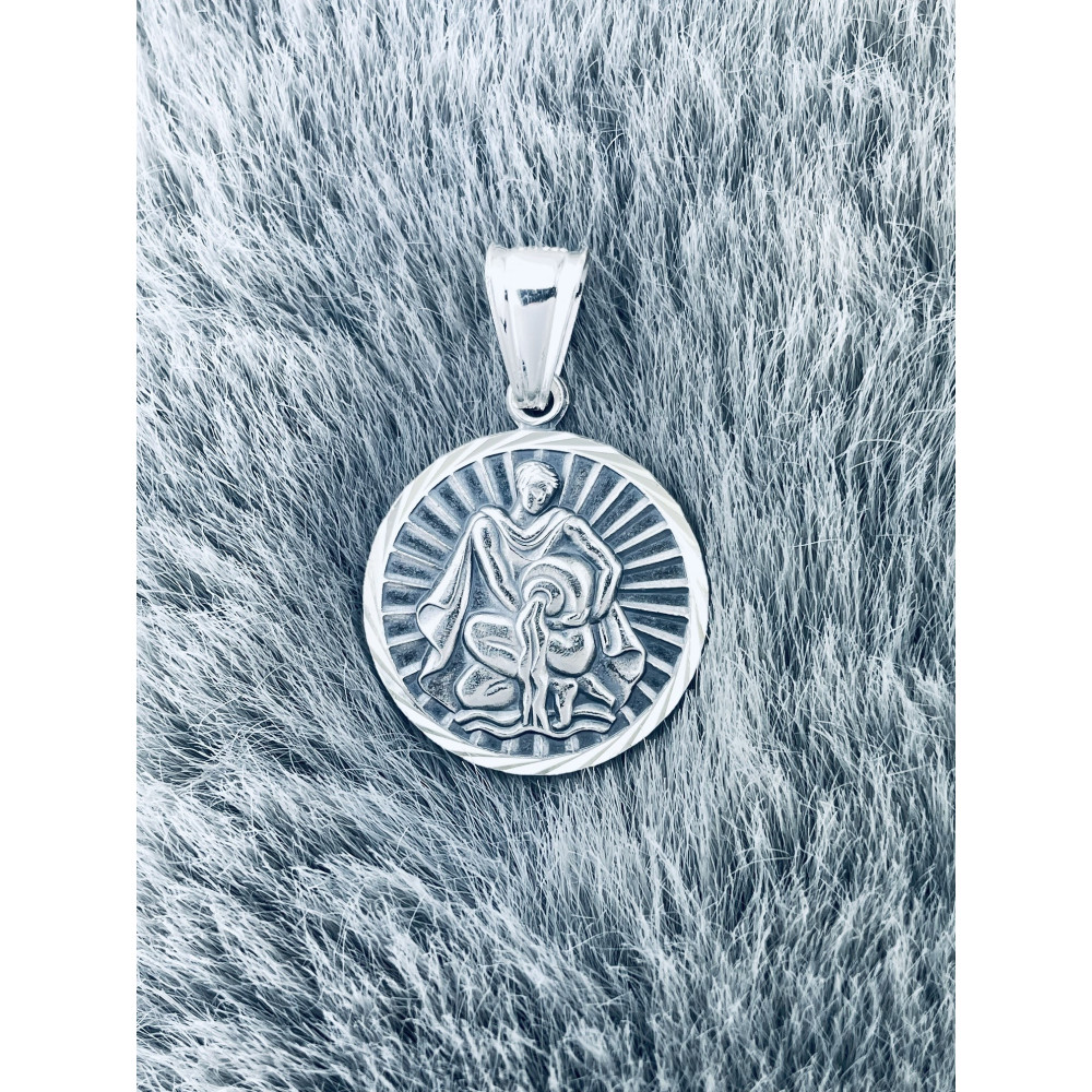 Srebrna zawieszka wisiorek znak zodiaku wodnik