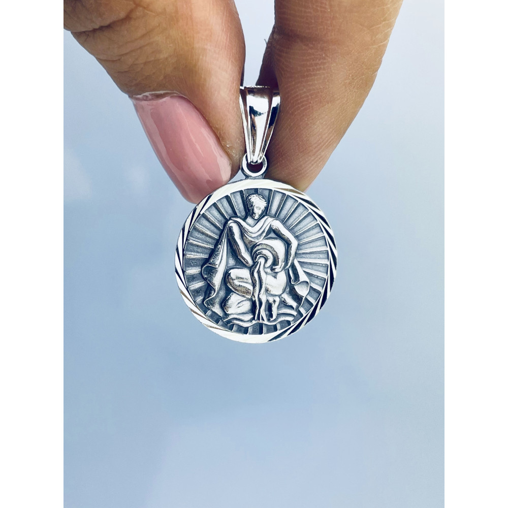 Srebrna zawieszka wisiorek znak zodiaku wodnik