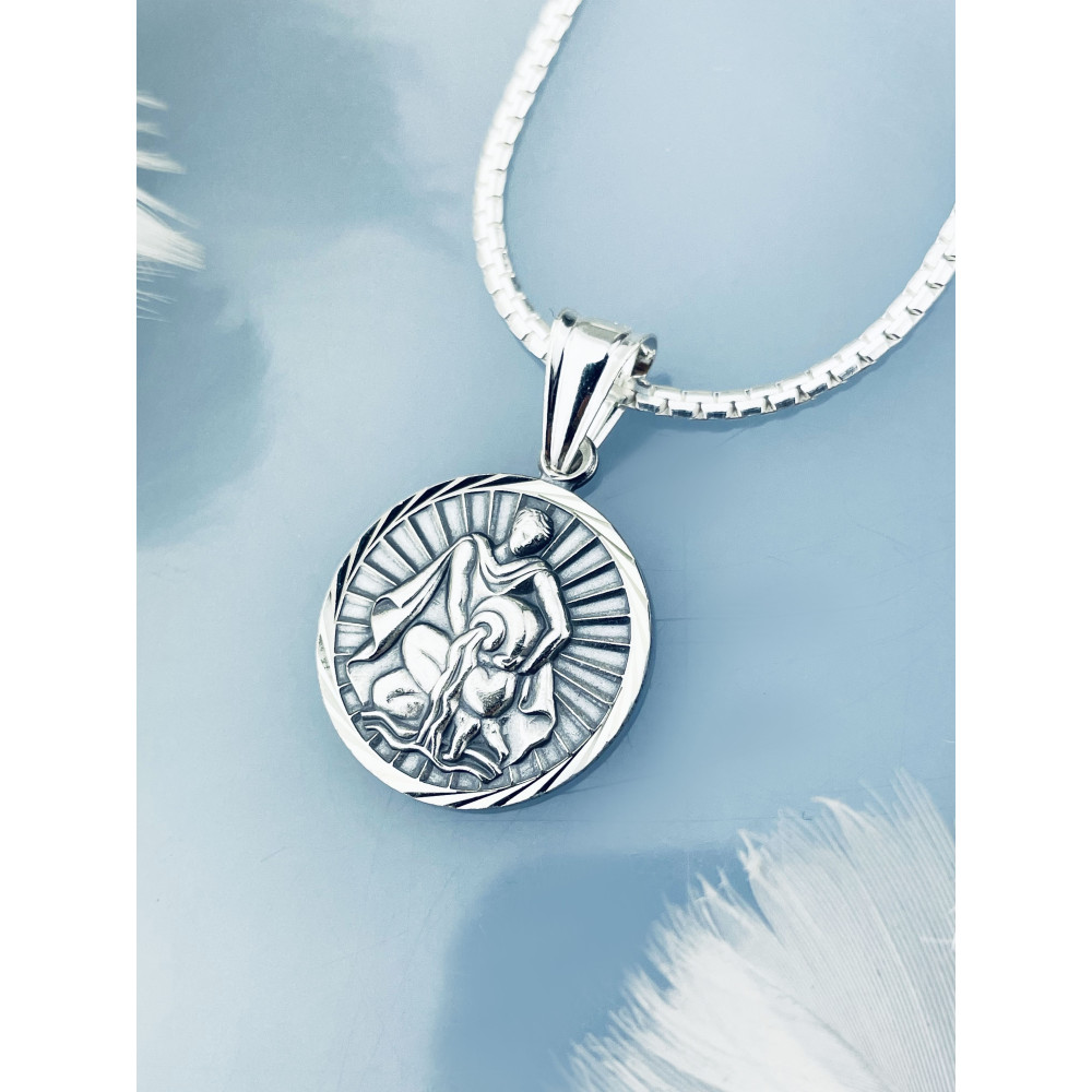 Srebrna zawieszka wisiorek znak zodiaku wodnik