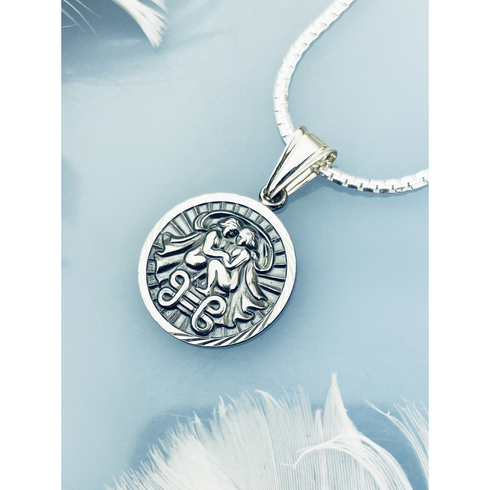Srebrna zawieszka wisiorek znak zodiaku bliźnięta