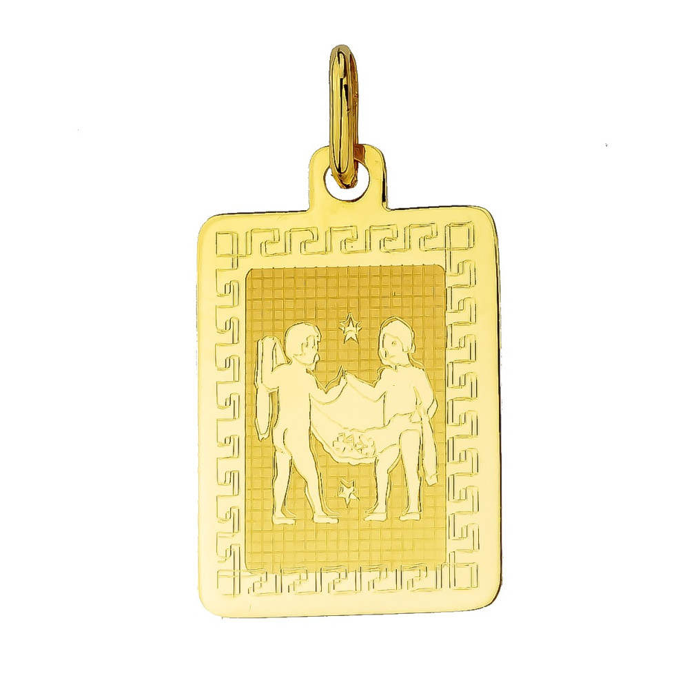 Goldanhänger Gelbgold griechisches Muster Sternzeichen Tierkreiszeichen  Zwillinge Horoskop Kettenanhänger