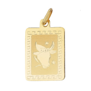 Złoty wisiorek zawieszka z greckim wzorem znak zodiaku byk