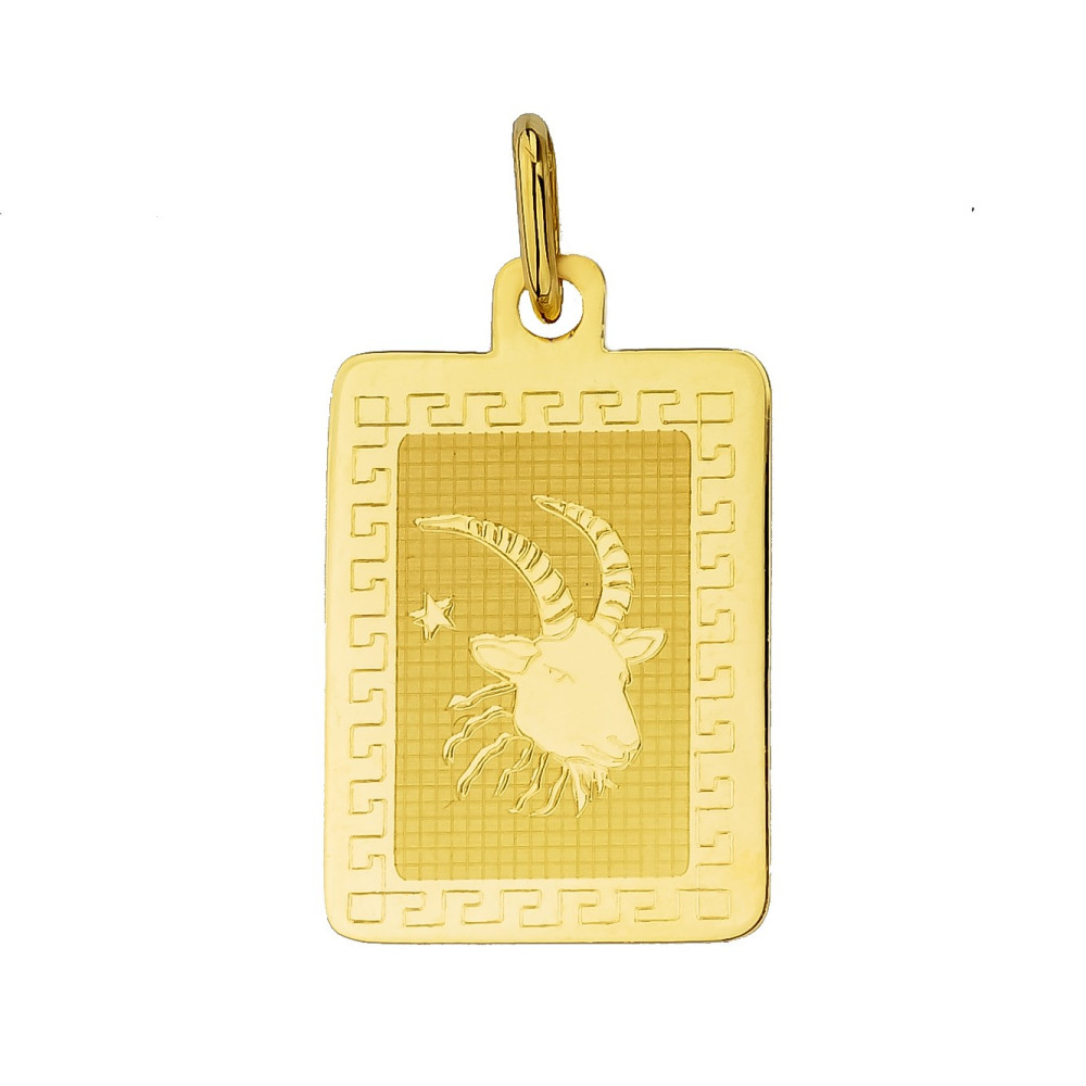 Złoty wisiorek zawieszka z greckim wzorem znak zodiaku koziorożec