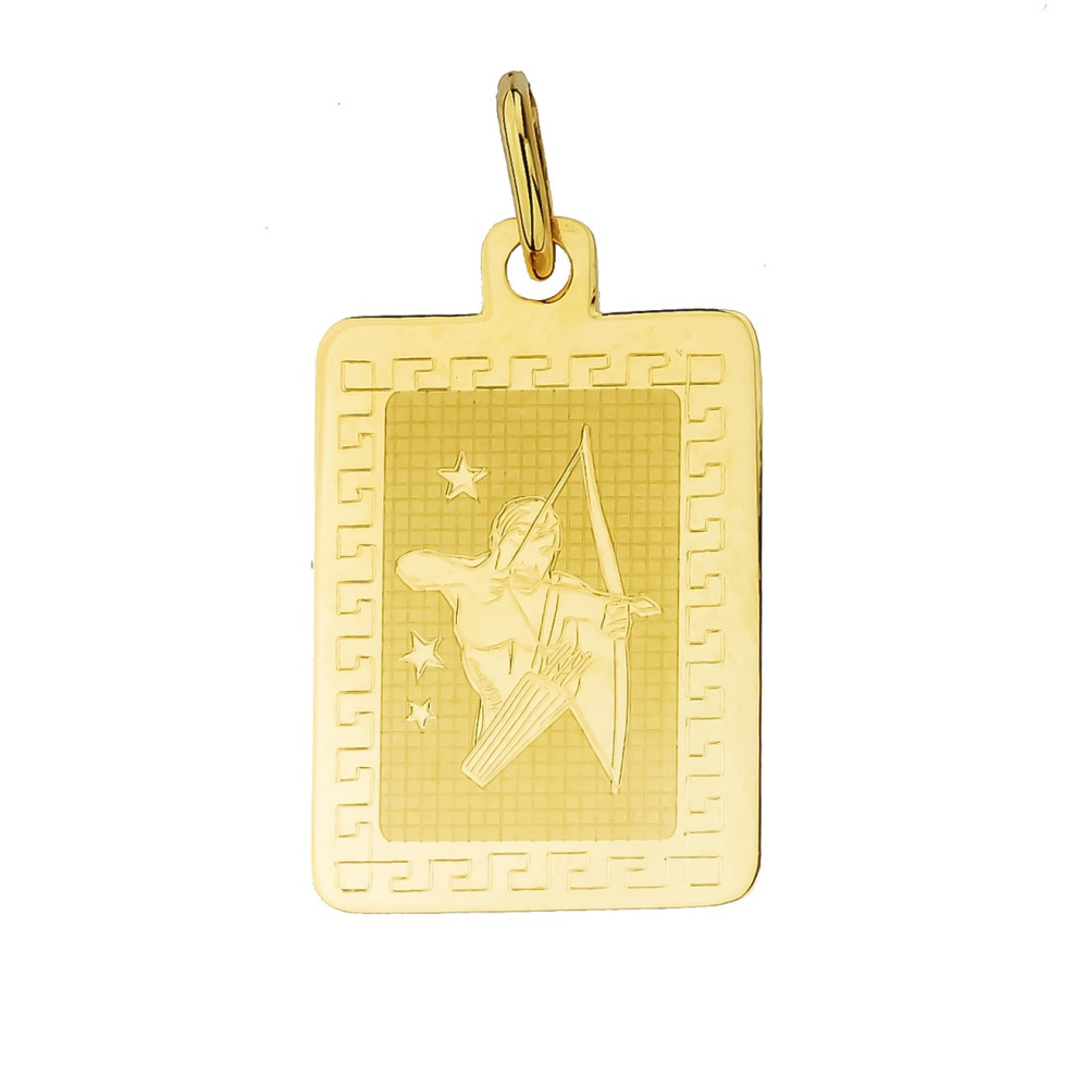 Złoty wisiorek zawieszka z greckim wzorem znak zodiaku strzelec
