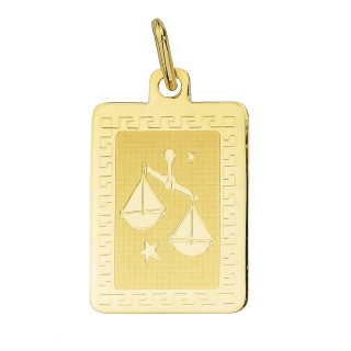 Goldanhänger Gelbgold griechisches Muster Sternzeichen Tierkreiszeichen Waage Horoskop Kettenanhänger