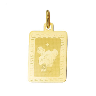 Złoty wisiorek zawieszka z greckim wzorem znak zodiaku wodnik