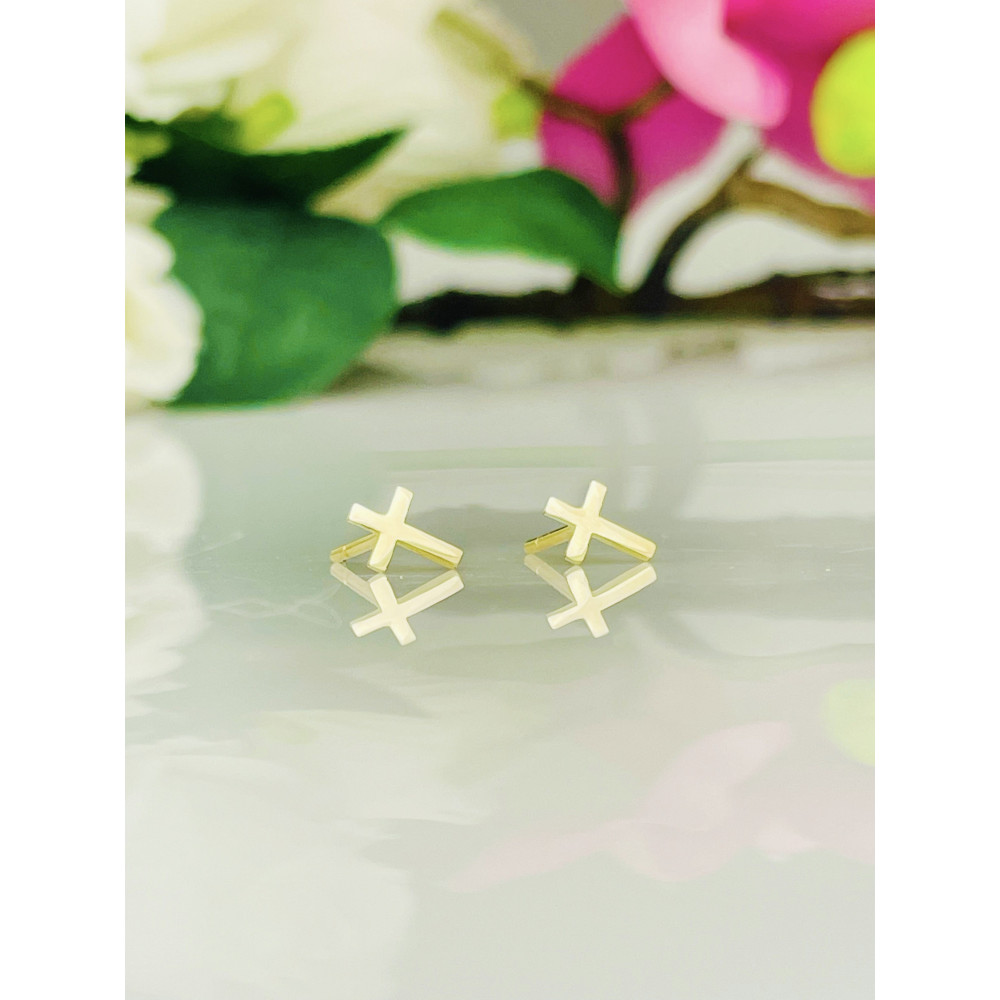 Ohrringe Kreuz Ohrhänger Ohrstecker Ohrschmuck Gelbgold Paar