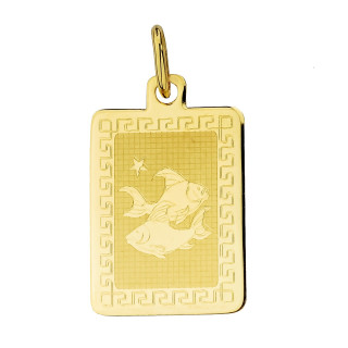 Złoty wisiorek zawieszka z greckim wzorem znak zodiaku ryby