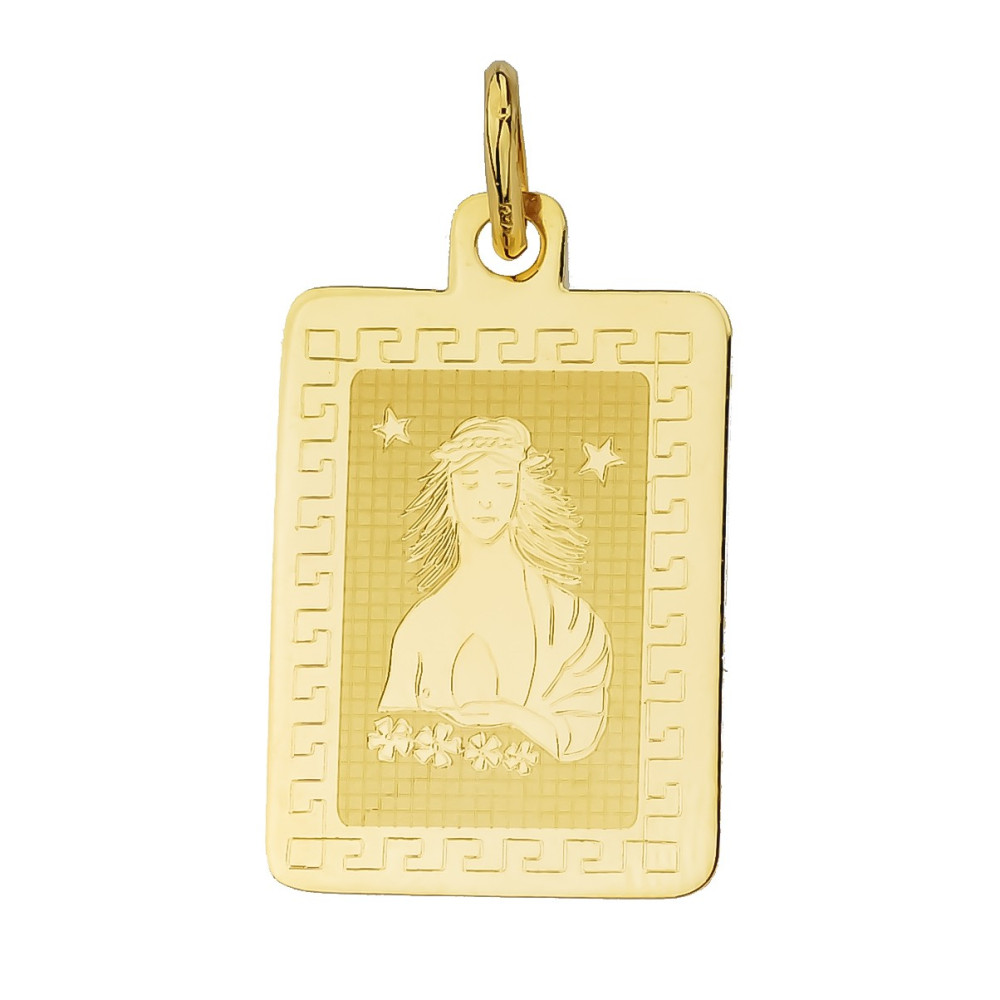 Goldanhänger Gelbgold griechisches Muster Sternzeichen Tierkreiszeichen Jungfrau Horoskop Kettenanhänger