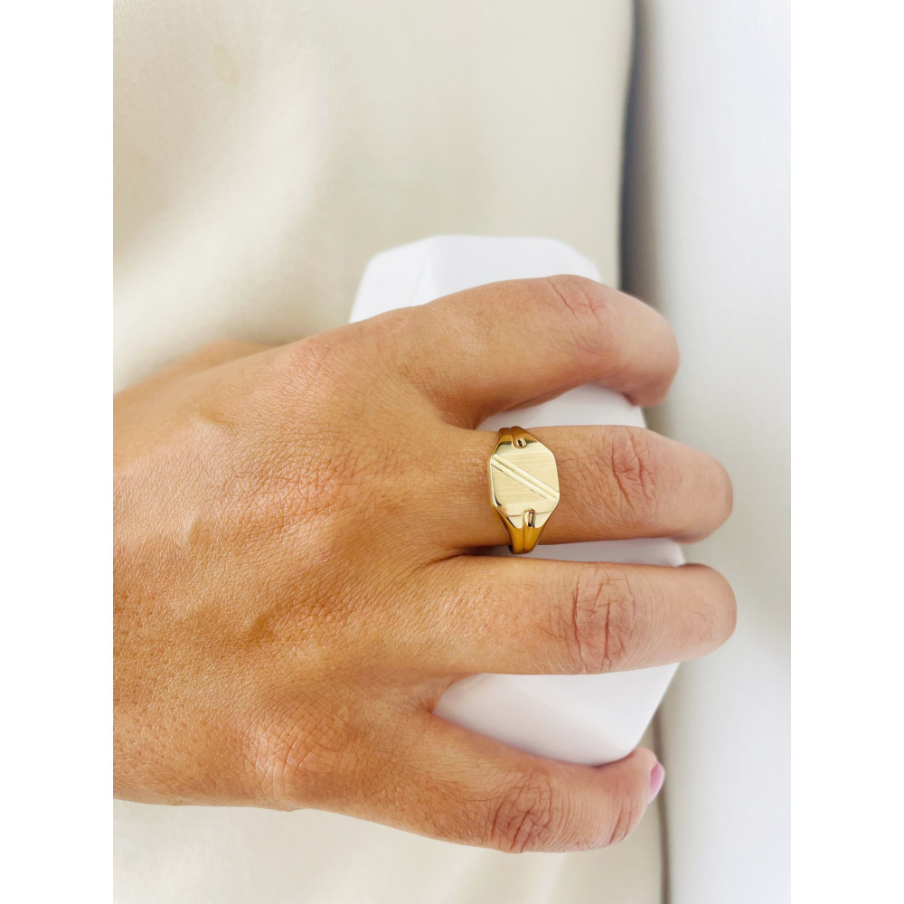 Złoty sygnet męski kwadrat