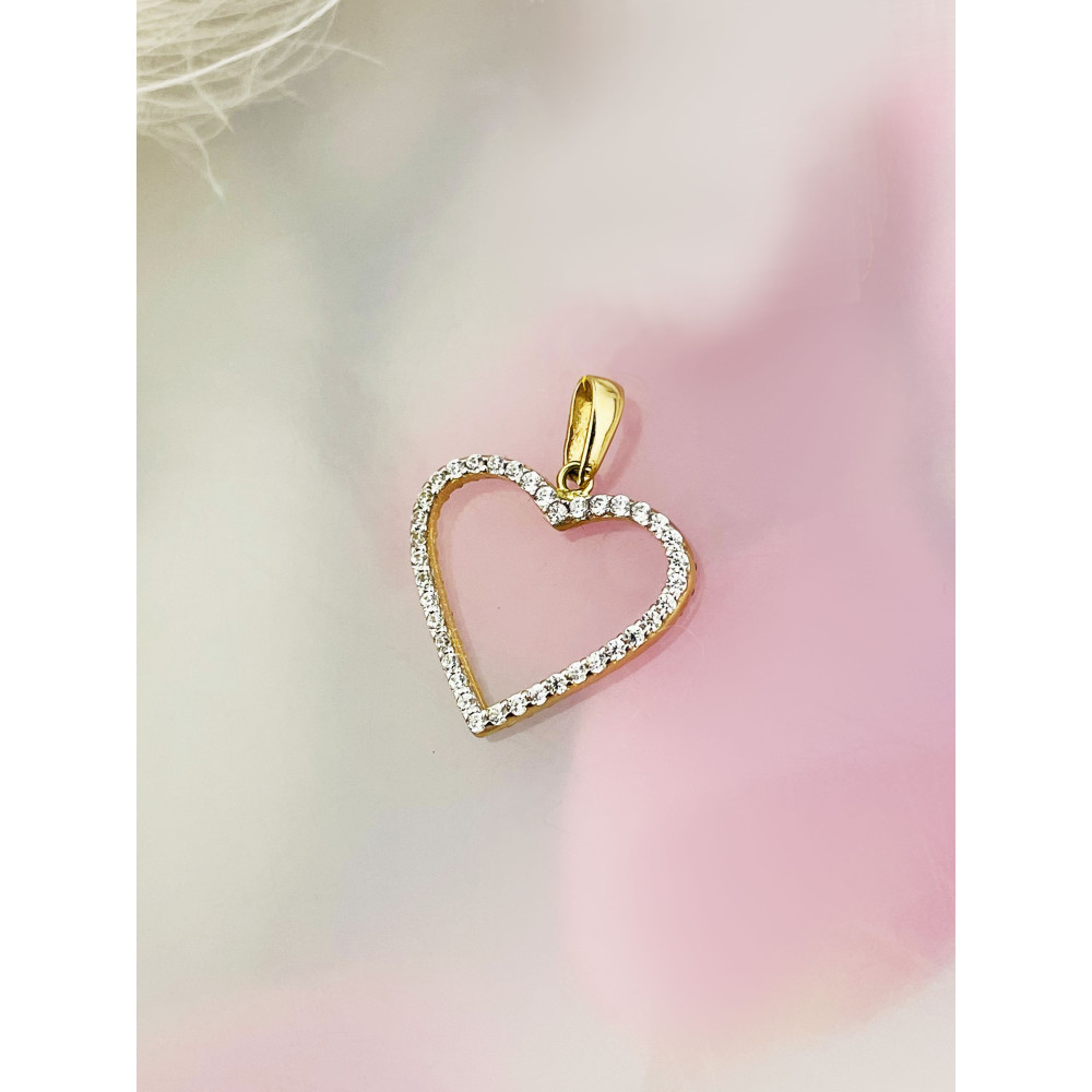 Anhänger Kettenanhänger Gold mit Zirkonia und OnyxGoldanhänger Herz 585er 14KT