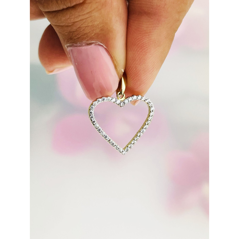 Anhänger Kettenanhänger Gold mit Zirkonia und OnyxGoldanhänger Herz 585er 14KT