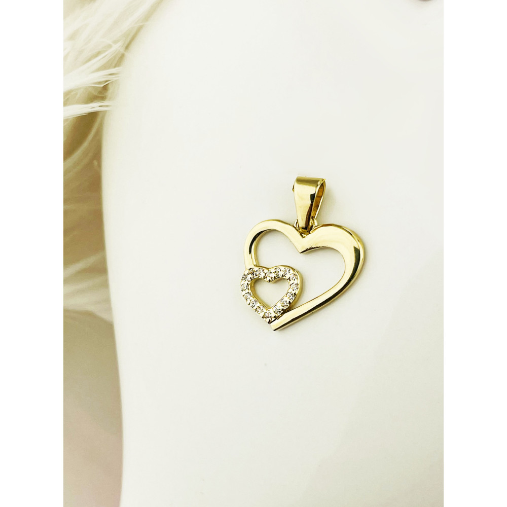 Anhänger Kettenanhänger Gold mit Zirkonia Goldanhänger Herz 585er 14KT