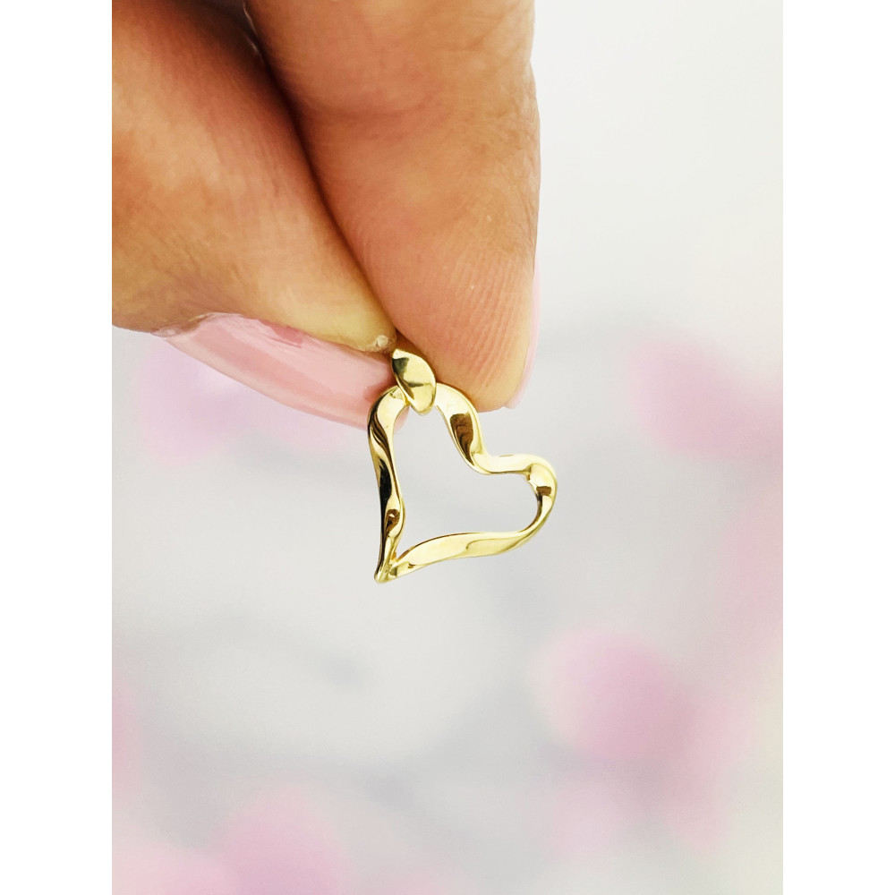 Złota zawieszka serce kręcone wisiorek serduszko twist