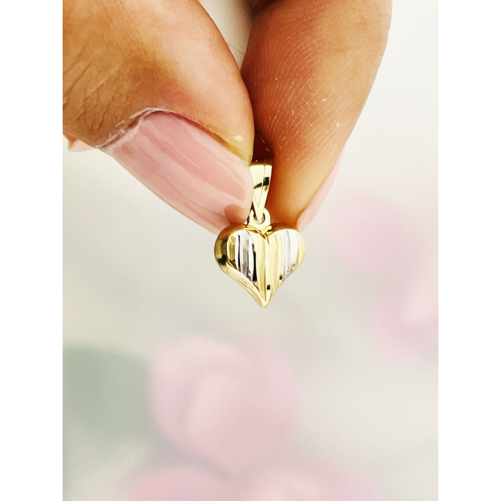 Złoty wisiorek zawieszka serce frezowane serduszko figurka bikolor