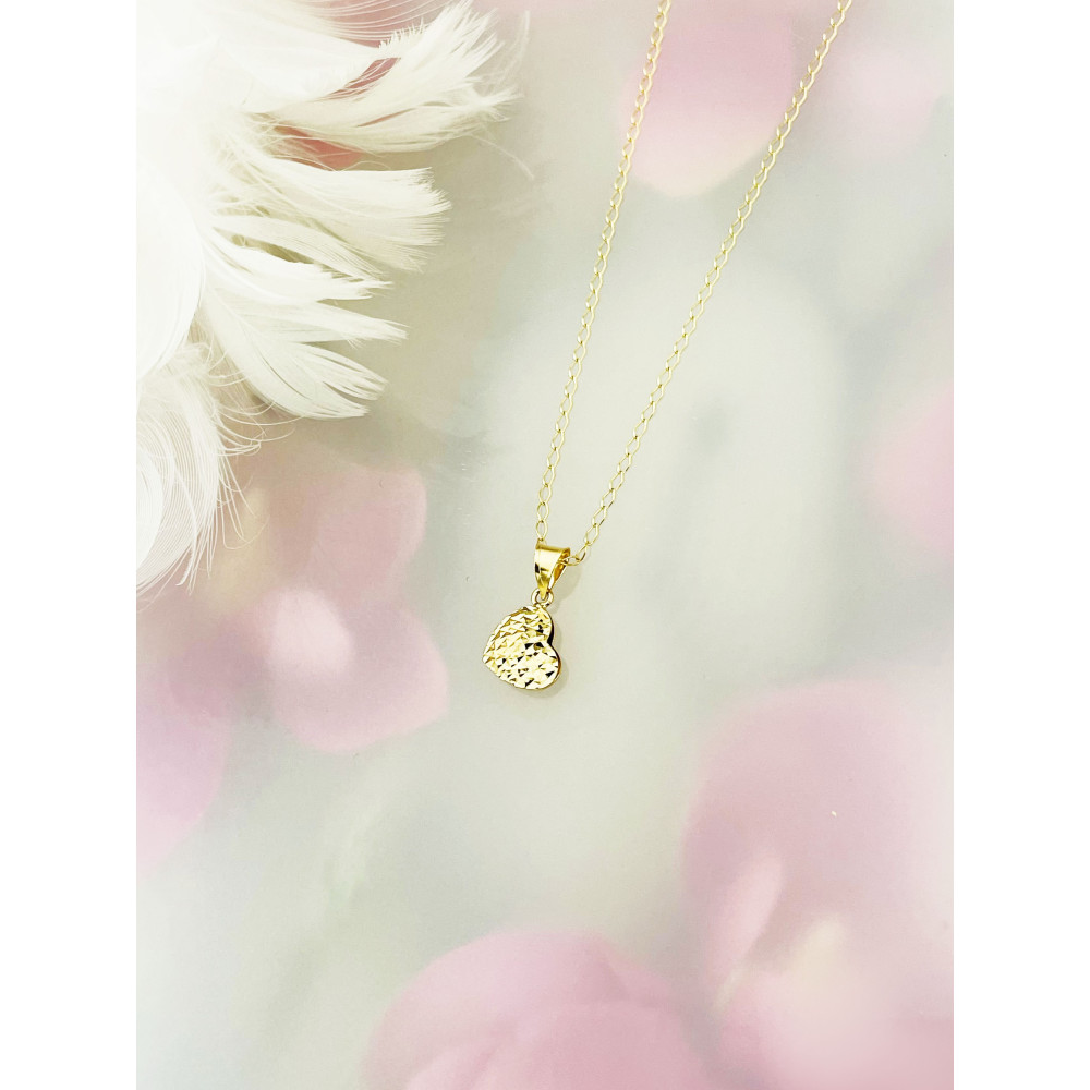 Złoty wisiorek serce frezowane serduszko zawieszka dwustronna