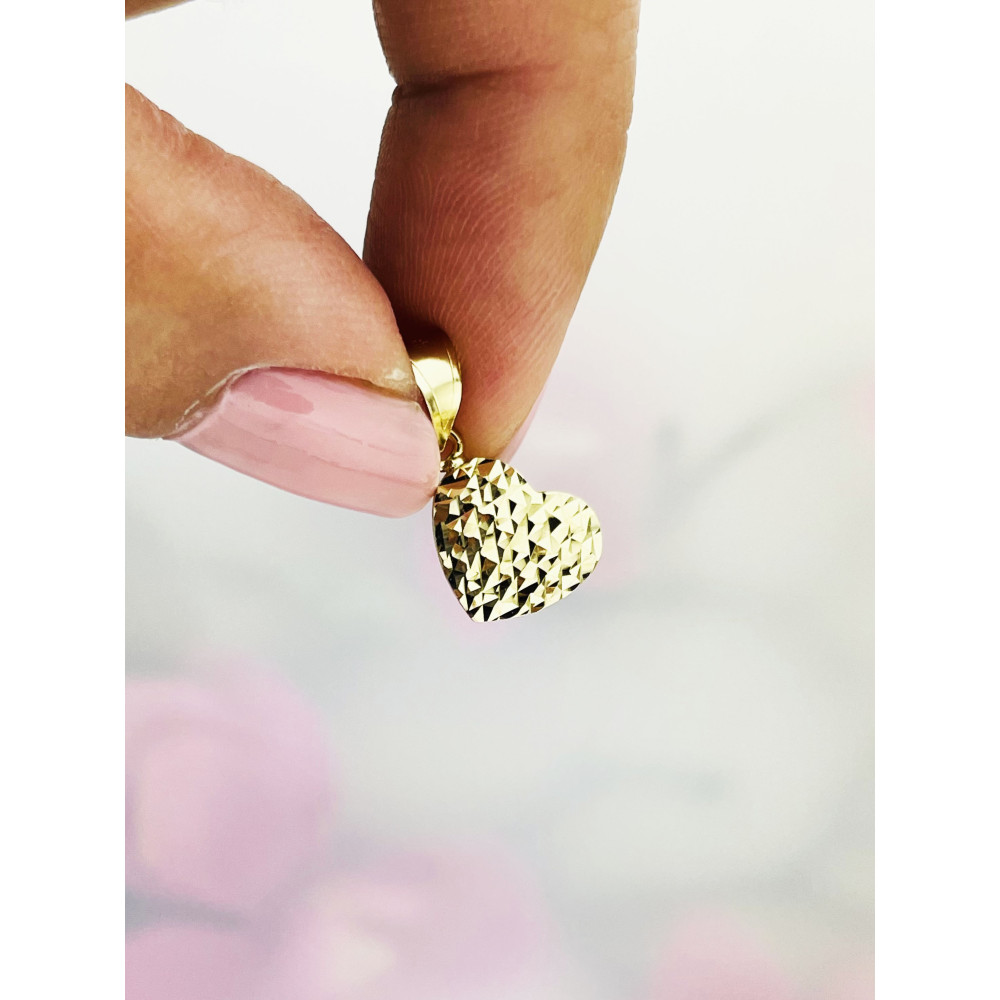 Złoty wisiorek serce frezowane serduszko zawieszka dwustronna